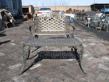 Tabela e cadeiras modernas do ferro fundido com grupo de jantar exterior do ferro fundido de bronze antigo da cor