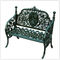 Tabela e cadeiras de cobre do ferro fundido do jardim da oxidação no banco antigo do ferro fundido do vintage do estilo
